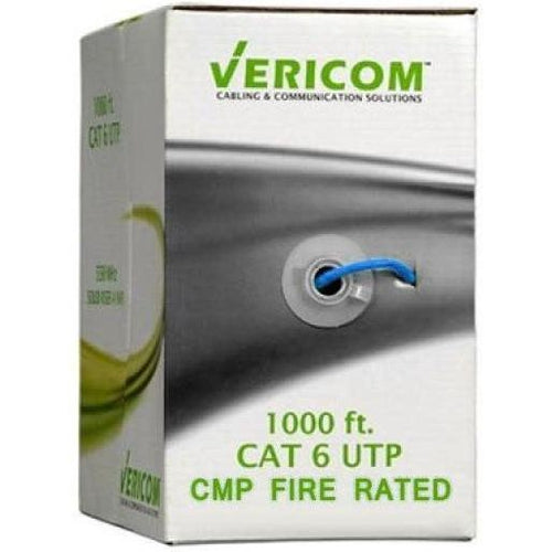1000FT BLUE PLENUM SOLID UTP CAT6 (400MHZ) NETWORK CABLE - FT6/CMP- VERICOM-TECHCRAFT-COMPUTER PLUG-Default-Covalin Electrical Supply