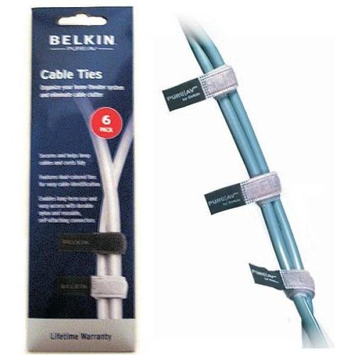 BELKIN PURE AV CABLE TIES - 6 PACK - SILVER & CHARCOAL GRAY - CASE OF A 100-BELKIN-COMPUTER PLUG-Default-Covalin Electrical Supply