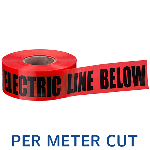 NON-DETECTABLE UNDERGROUND TAPE "CAUTION ELECTRIC LINE BURIED", RED, 3" PER METER CUT