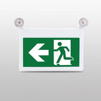 RUNNING MAN EXIT SIGN WITH DUAL EMERGENCY LIGHT HEADS
