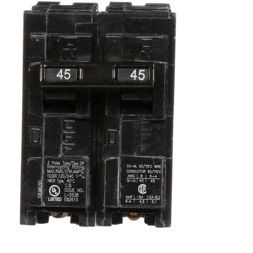 SIEMENS 2 POLE 45A PUSH-IN CIRCUIT BREAKER Q245-SIEMENS-DEALER SOURCE-Default-Covalin Electrical Supply