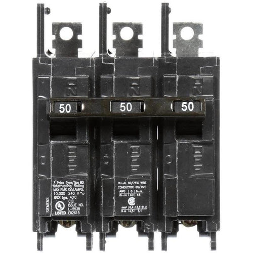 SIEMENS 3 POLE 50A BQ-TYPE BOLT-ON BREAKER BQ3B050-SIEMENS-DEALER SOURCE-Default-Covalin Electrical Supply