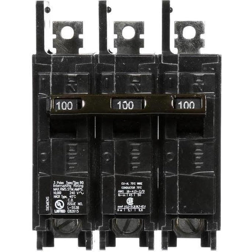 SIEMENS 3 POLE 100A BQ-TYPE BOLT-ON BREAKER BQ3B100-SIEMENS-DEALER SOURCE-Default-Covalin Electrical Supply
