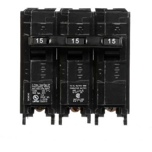 SIEMENS 3 POLE 15A PUSH-IN CIRCUIT BREAKER Q315-SIEMENS-DEALER SOURCE-Default-Covalin Electrical Supply