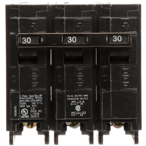 SIEMENS 3 POLE 30A PUSH-IN CIRCUIT BREAKER Q330-SIEMENS-DEALER SOURCE-Default-Covalin Electrical Supply
