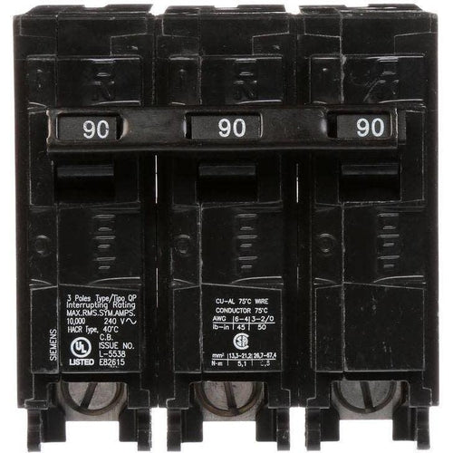 SIEMENS 3 POLE 90A PUSH-IN CIRCUIT BREAKER Q390-SIEMENS-DEALER SOURCE-Default-Covalin Electrical Supply