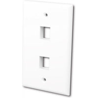 FLUSH WALLPLATE FOR 2 KEYSTONE JACKS - BRIGHT WHITE-TECHCRAFT-COMPUTER PLUG-Default-Covalin Electrical Supply