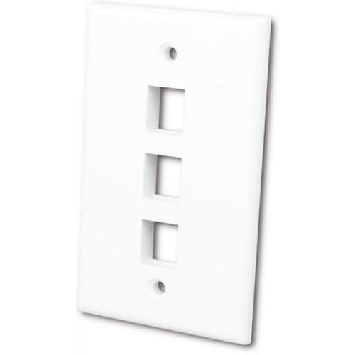 FLUSH WALLPLATE FOR 3 KEYSTONE JACKS -BRIGHT WHITE-TECHCRAFT-COMPUTER PLUG-Default-Covalin Electrical Supply