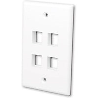 FLUSH WALLPLATE FOR 4 KEYSTONE JACKS - BRIGHT WHITE-TECHCRAFT-COMPUTER PLUG-Default-Covalin Electrical Supply